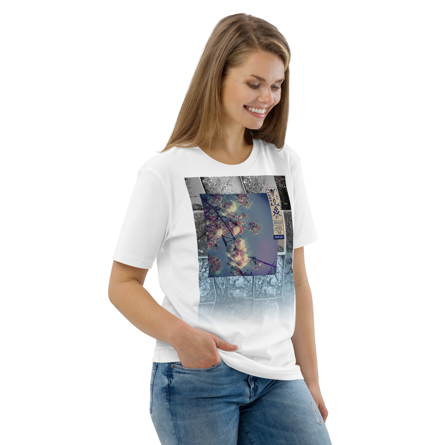 Unisex organic cotton t-shirt 'Luminous Fragrance (thumb)' artist-authorised edition of original artwork by Enmempin N. Midelobo