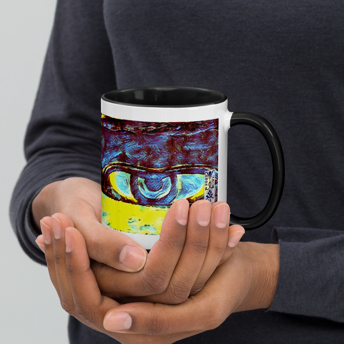 Ceramic Mug with Color Inside 'Just Seeing 4/5' artist-authorised edition of original artwork by Enmempin N. Midelobo