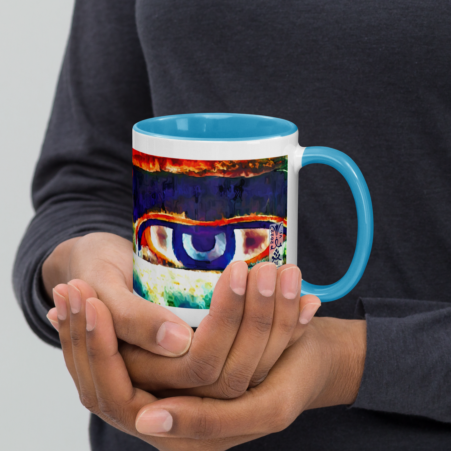 Ceramic Mug with Color Inside 'Just Seeing 3/5' artist-authorised edition of original artwork by Enmempin N. Midelobo