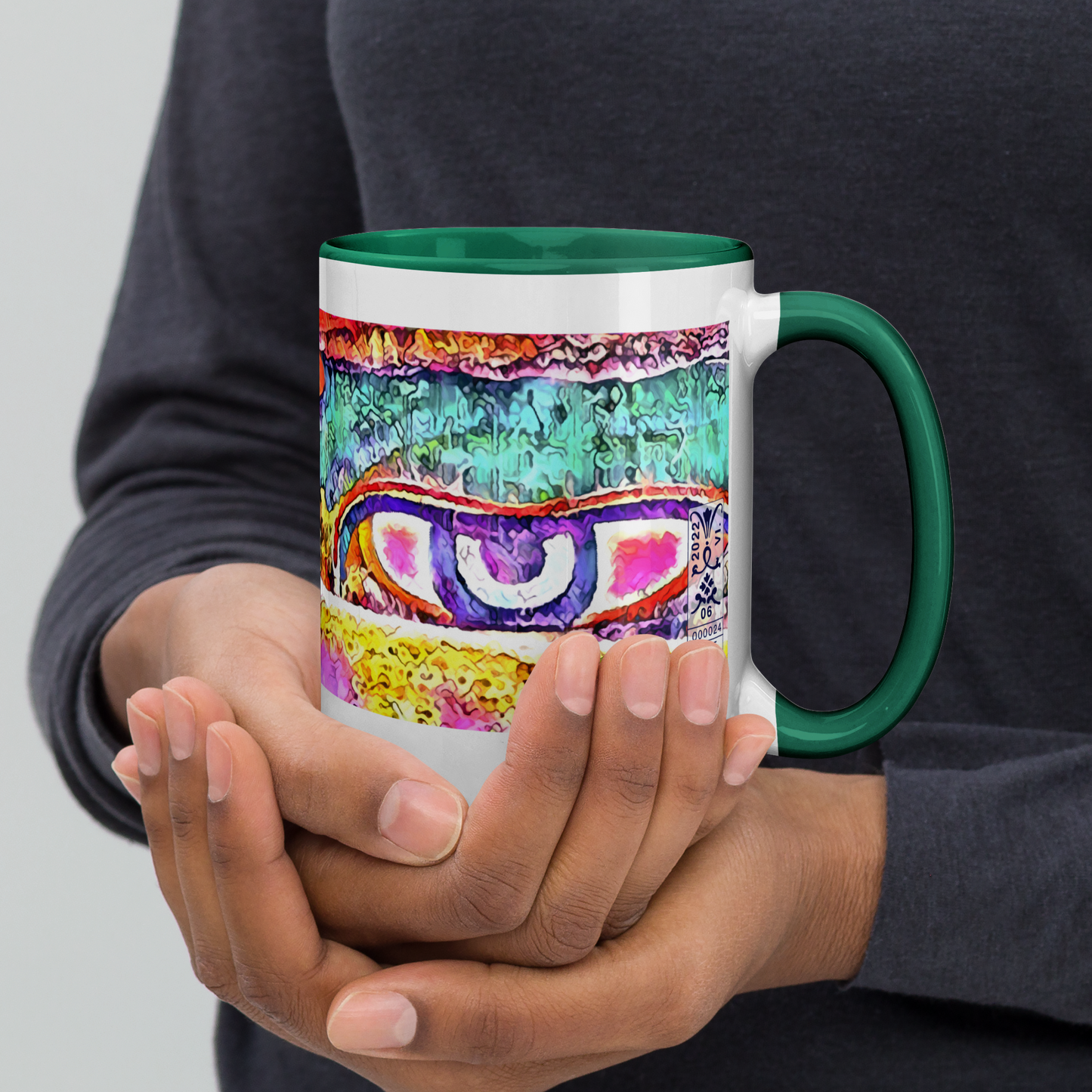 Ceramic Mug with Color Inside 'Just Seeing 1/5' artist-authorised edition of original artwork by Enmempin N. Midelobo