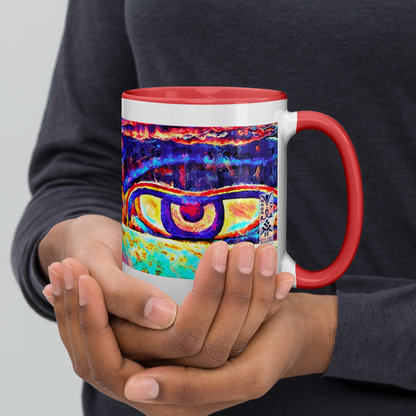 Ceramic Mug with Color Inside 'Just Seeing 5/5' artist-authorised edition of original artwork by Enmempin N. Midelobo