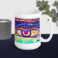 White glossy mug 'Just Seeing 5/5' artist-authorised edition of original art by Enmempin N. Mideolobo