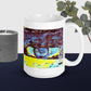 White glossy mug 'Just Seeing 4/5' artist-authorised edition of original art by Enmempin N. Mideolobo