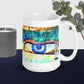 White glossy mug 'Just Seeing 2/5' artist-authorised edition of original art by Enmempin N. Mideolobo